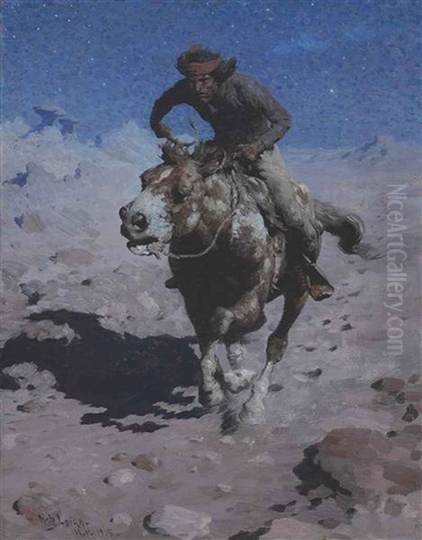 Indian On Horseback Oil Painting by William Robinson Leigh