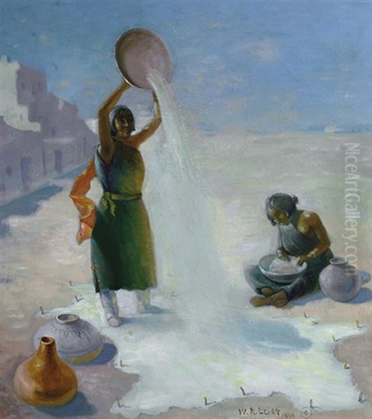 Preparing The Sand Painting Oil Painting by William Robinson Leigh