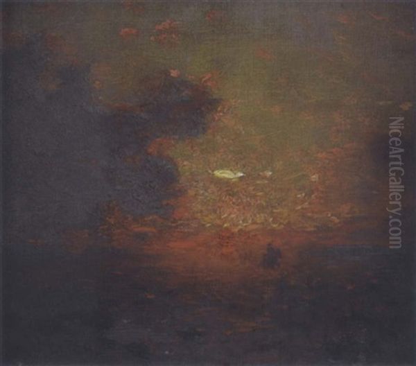 Moonlight In The Badlands Oil Painting by William Robinson Leigh