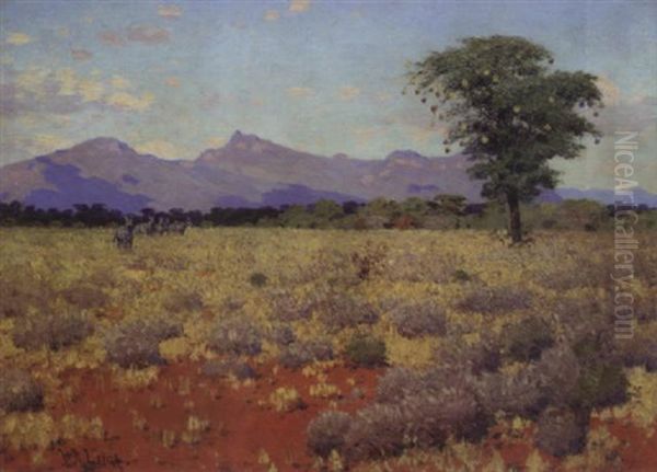 Zebra Country Oil Painting by William Robinson Leigh