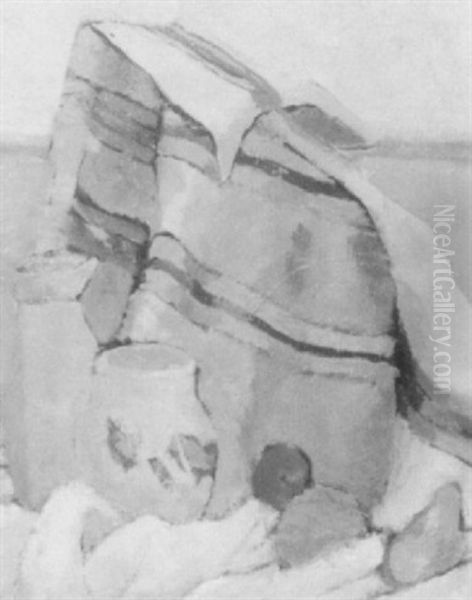 Indian Blanket And Pottery Oil Painting by William Robinson Leigh