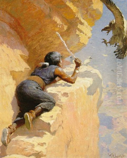 Robbing An Eagle's Nest Oil Painting by William Robinson Leigh