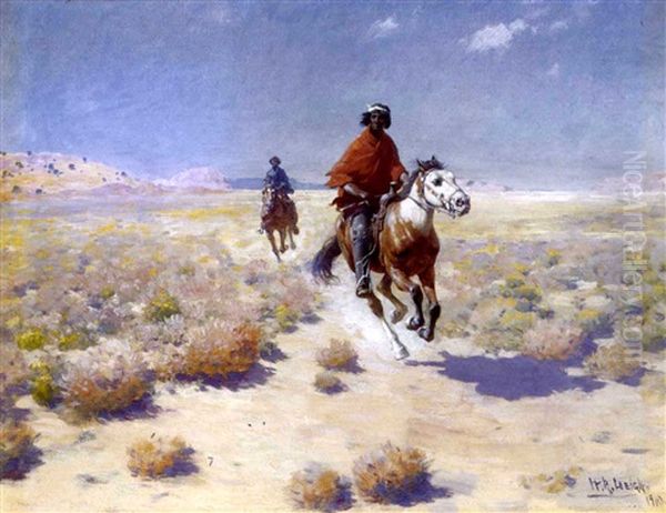 Indians On Horseback In Landscape Oil Painting by William Robinson Leigh