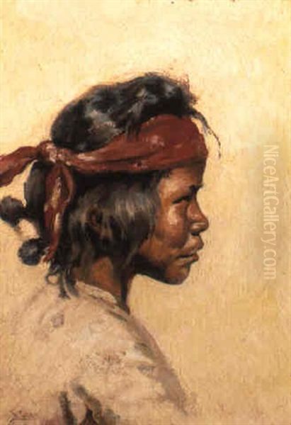 Indian Boy Oil Painting by William Robinson Leigh