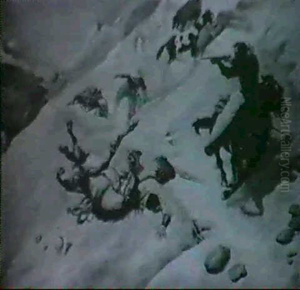 Horse Thieves' Shootout Oil Painting by William Robinson Leigh