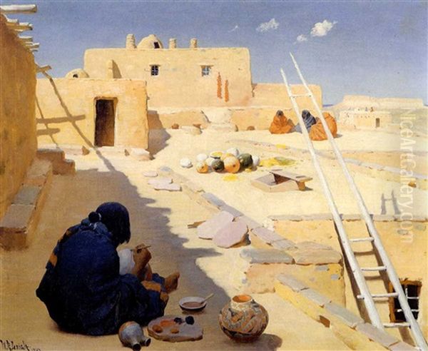 Zuni Pottery Maker Oil Painting by William Robinson Leigh