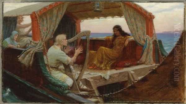 Tristram And Isolde Oil Painting by Edmund Blair Blair Leighton