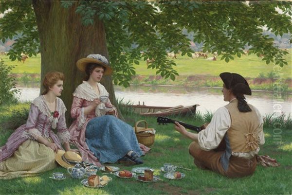 A Picnic Party Oil Painting by Edmund Blair Blair Leighton