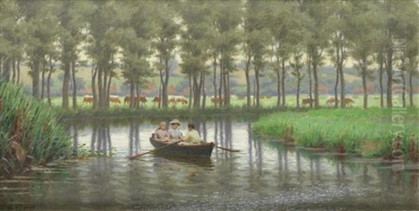 A Day Out On The River Oil Painting by Edmund Blair Blair Leighton