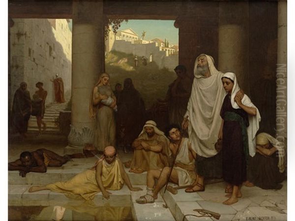 The Blind Man At The Pool Of Siloam Oil Painting by Edmund Blair Blair Leighton