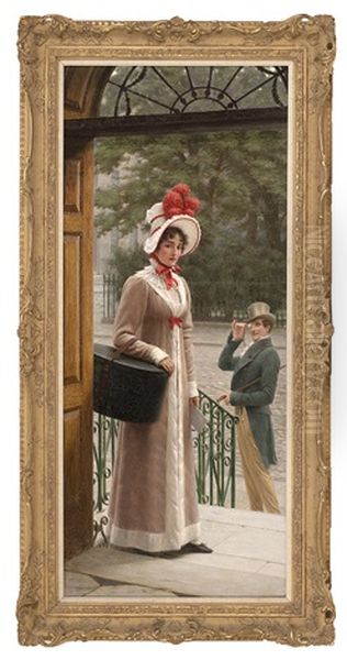 Delivering The New Hat Oil Painting by Edmund Blair Blair Leighton