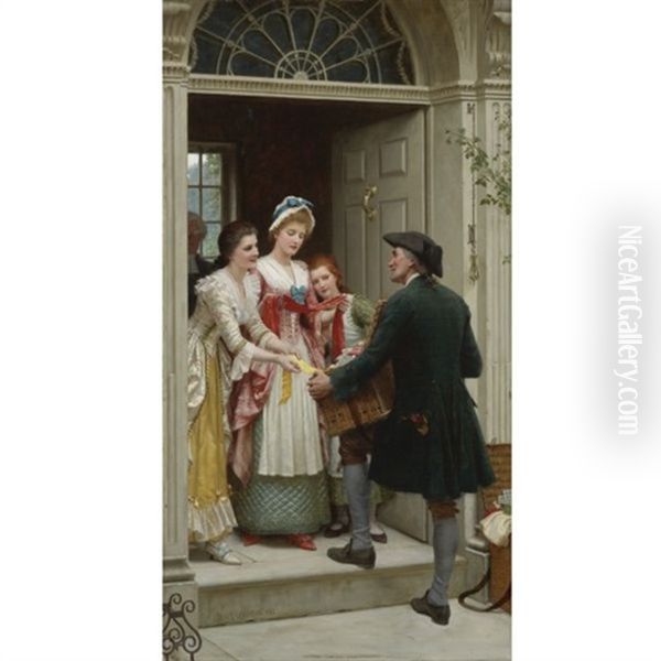 Ribbons And Laces For Very Pretty Faces Oil Painting by Edmund Blair Blair Leighton