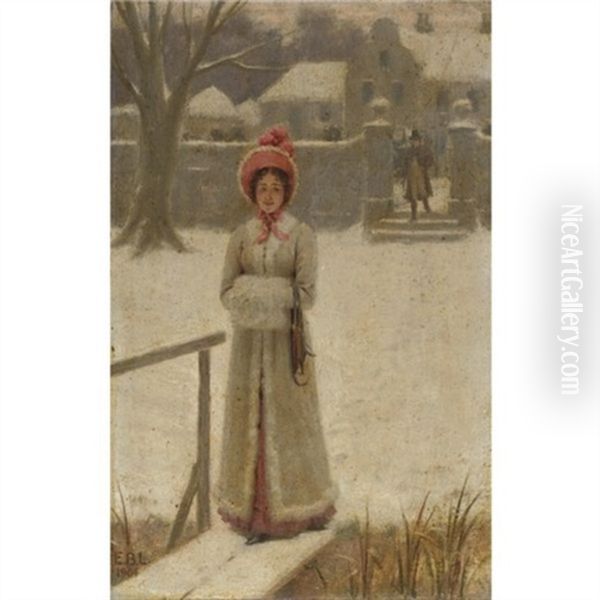 A Wintry Walk Oil Painting by Edmund Blair Blair Leighton