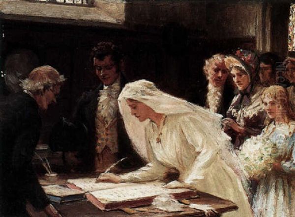The Wedding Register Oil Painting by Edmund Blair Blair Leighton