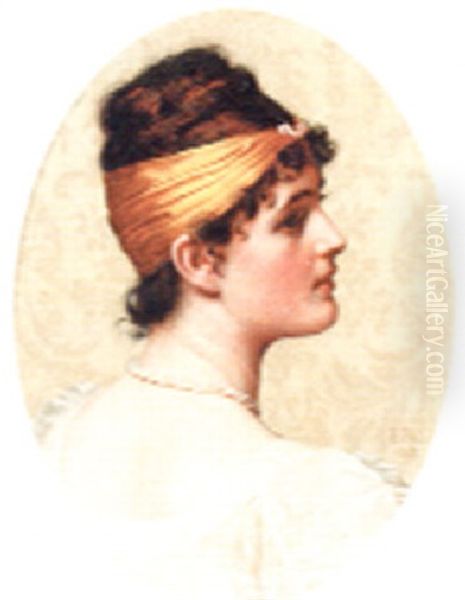 Portrait Of An Elegant Lady Oil Painting by Edmund Blair Blair Leighton