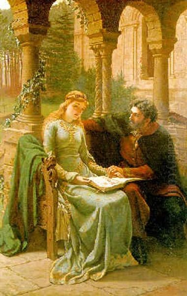 Abelard And His Pupil Heloise Oil Painting by Edmund Blair Blair Leighton
