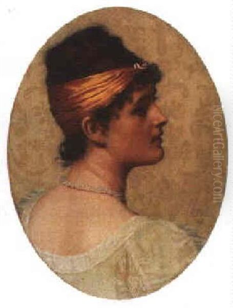 A Beauty Oil Painting by Edmund Blair Blair Leighton