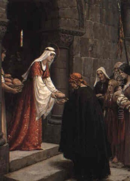 The Charity Of Saint Elizabeth Of Hungary Oil Painting by Edmund Blair Blair Leighton