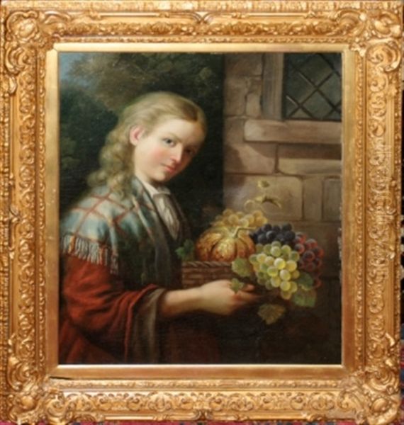 Young Woman Carrying Fruit Oil Painting by John Leighton