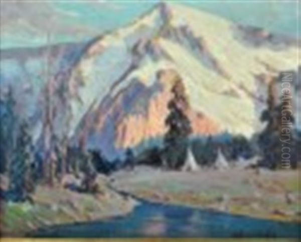 A Mountain Landscape With Stream Oil Painting by Kathryn Woodman Leighton