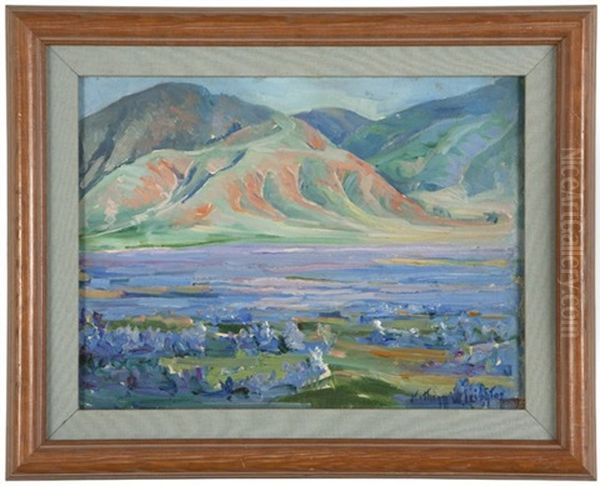 Desert Landscape With Blooming Flowers Oil Painting by Kathryn Woodman Leighton