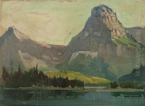 Two Medicine Lake Oil Painting by Kathryn Woodman Leighton