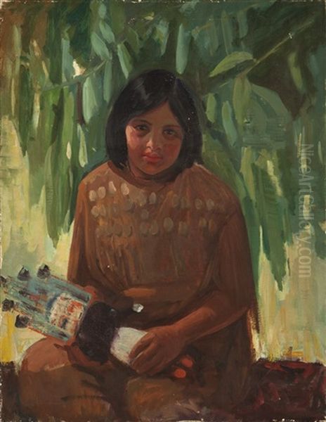 Portrait Of An Indian Girl Oil Painting by Kathryn Woodman Leighton