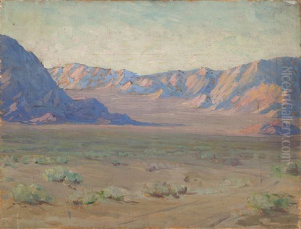 Two Views Of The Lucerne Valley, California (double-sided) Oil Painting by Kathryn Woodman Leighton