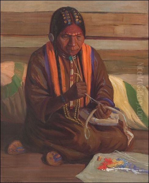 The Moccasin Maker Oil Painting by Kathryn Woodman Leighton