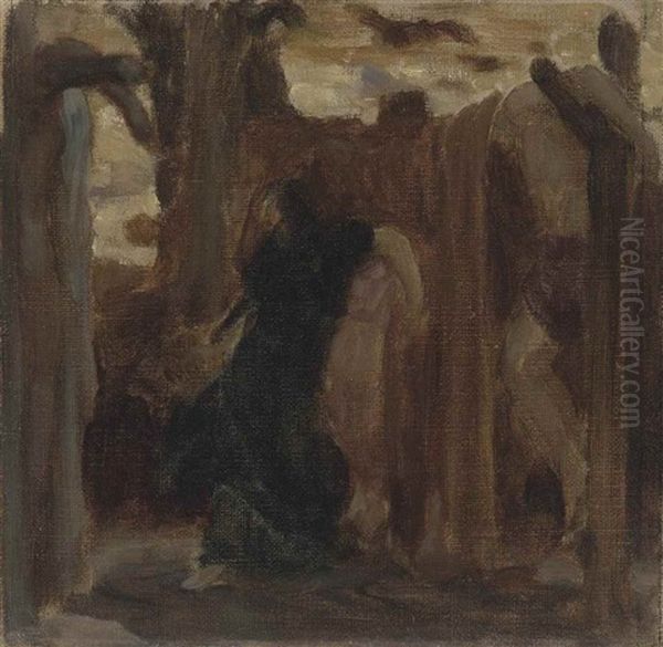 Rizpah, A Colour Sketch Oil Painting by Lord Frederick Leighton
