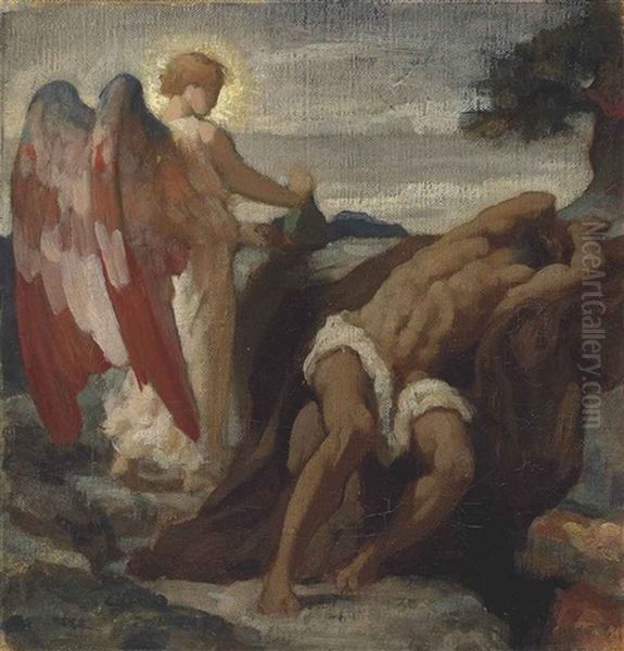 Study For Elijah In The Wilderness Oil Painting by Lord Frederick Leighton