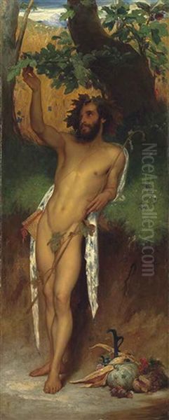 Pan 'o Thou, To Whom Broad Leaved Fig Trees Even Now Foredoom Their Ripen'd Fruitage' (keats, Endymion) Oil Painting by Lord Frederick Leighton