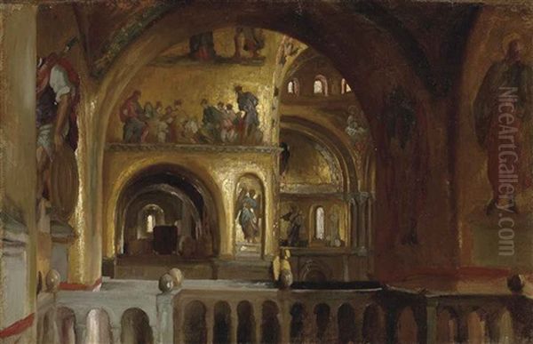 The Interior Of St. Mark's Basilica, Venice Oil Painting by Lord Frederick Leighton