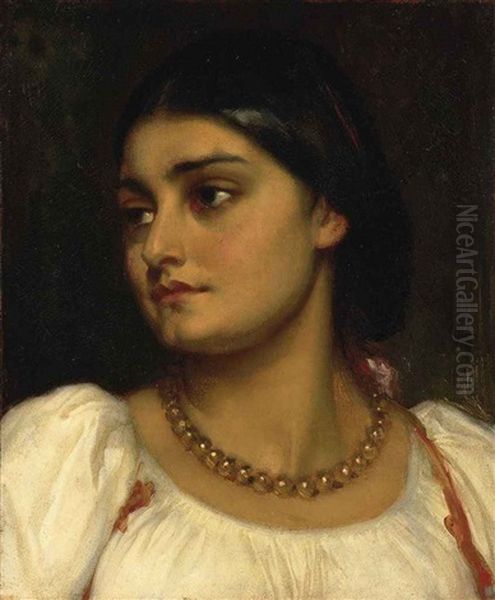 Head Of A Roman Model Oil Painting by Lord Frederick Leighton