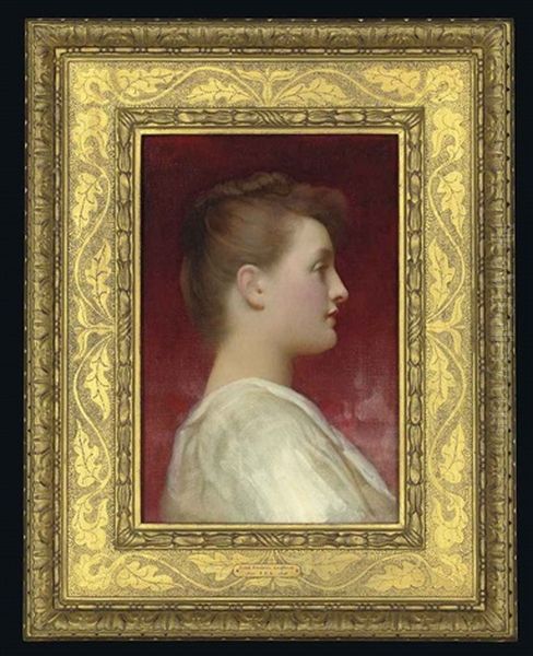 Head Of A Girl In A White Dress Oil Painting by Lord Frederick Leighton