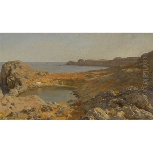 St. Paul's Bay At Lindos, Rhodes Oil Painting by Lord Frederick Leighton