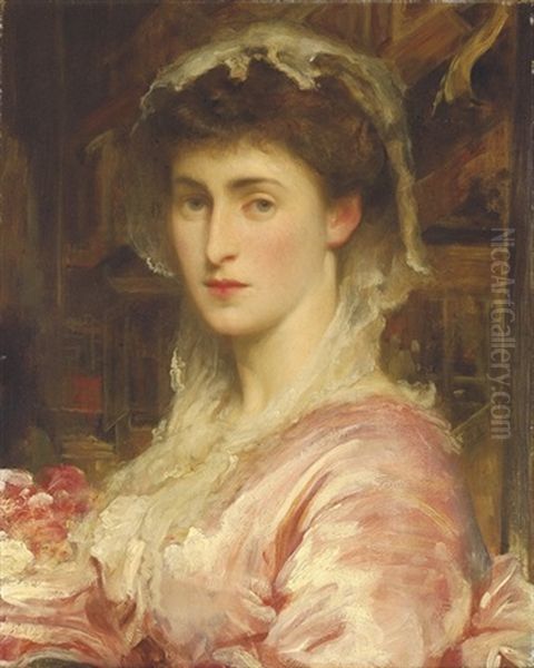 Mrs. Evans Gordon Oil Painting by Lord Frederick Leighton