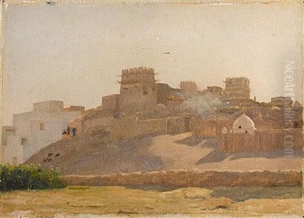 A Town On A Moorish Hillside Oil Painting by Lord Frederick Leighton