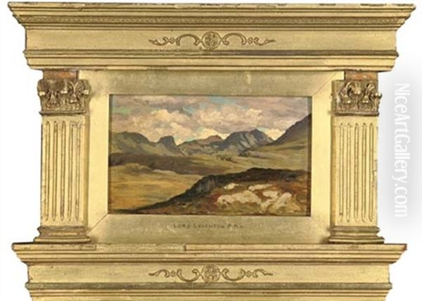 A Rocky Landscape Oil Painting by Lord Frederick Leighton