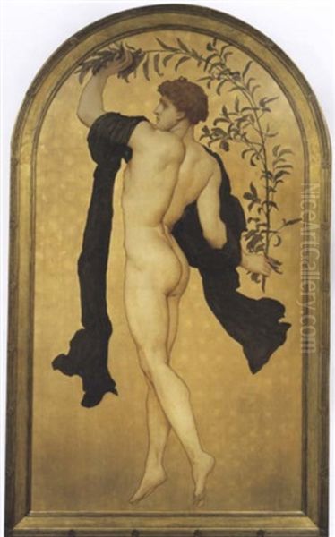 A Dancing Athlete With An Olive Branch Oil Painting by Lord Frederick Leighton