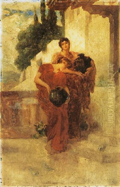 Two Figures In Captive Andromache Oil Painting by Lord Frederick Leighton