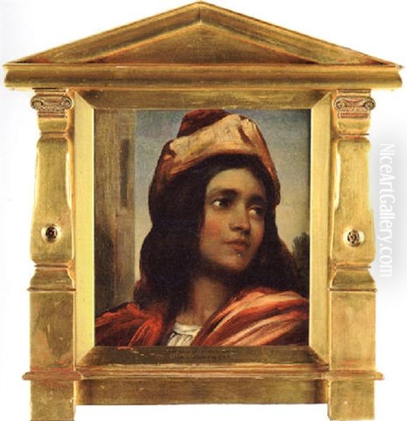 The Musician In The Cimabue Oil Painting by Lord Frederick Leighton