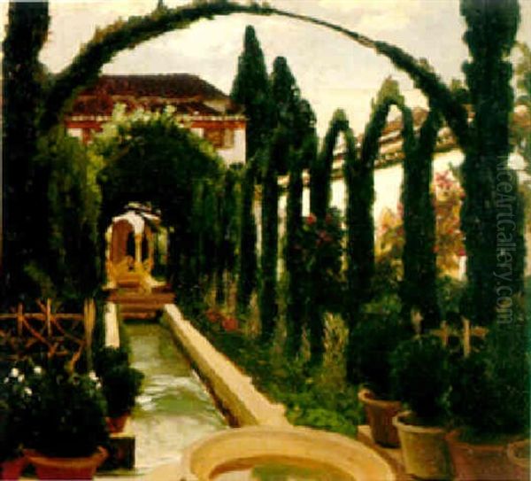 Garden Of The Generalife, Granada Oil Painting by Lord Frederick Leighton