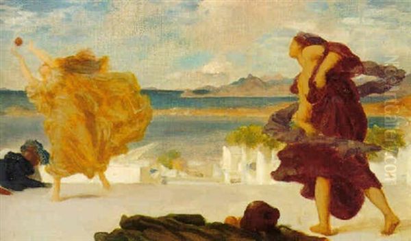 Study For Greek Girls Playing At Ball Oil Painting by Lord Frederick Leighton