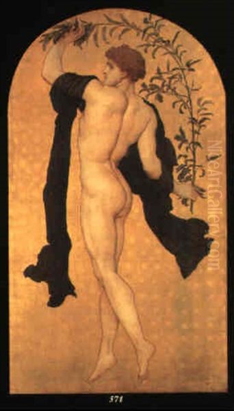 A Dancing Athlete With An Olive Branch Oil Painting by Lord Frederick Leighton