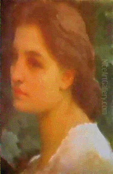 A Bust Portrait Of A Pretty Young Girl Oil Painting by Lord Frederick Leighton