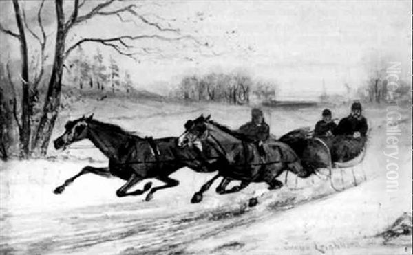 A Rollicking Sleigh Ride Oil Painting by Scott Leighton