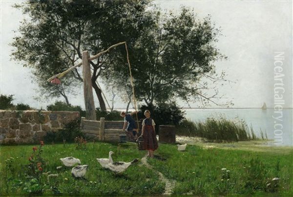 Die Ganseliesel Am Muggelsee Oil Painting by Walter Leistikow