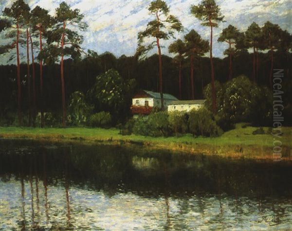 Haus Am Schlachtensee Oil Painting by Walter Leistikow