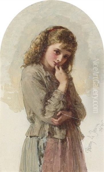 Study Of A Girl Oil Painting by Henry Lejeune